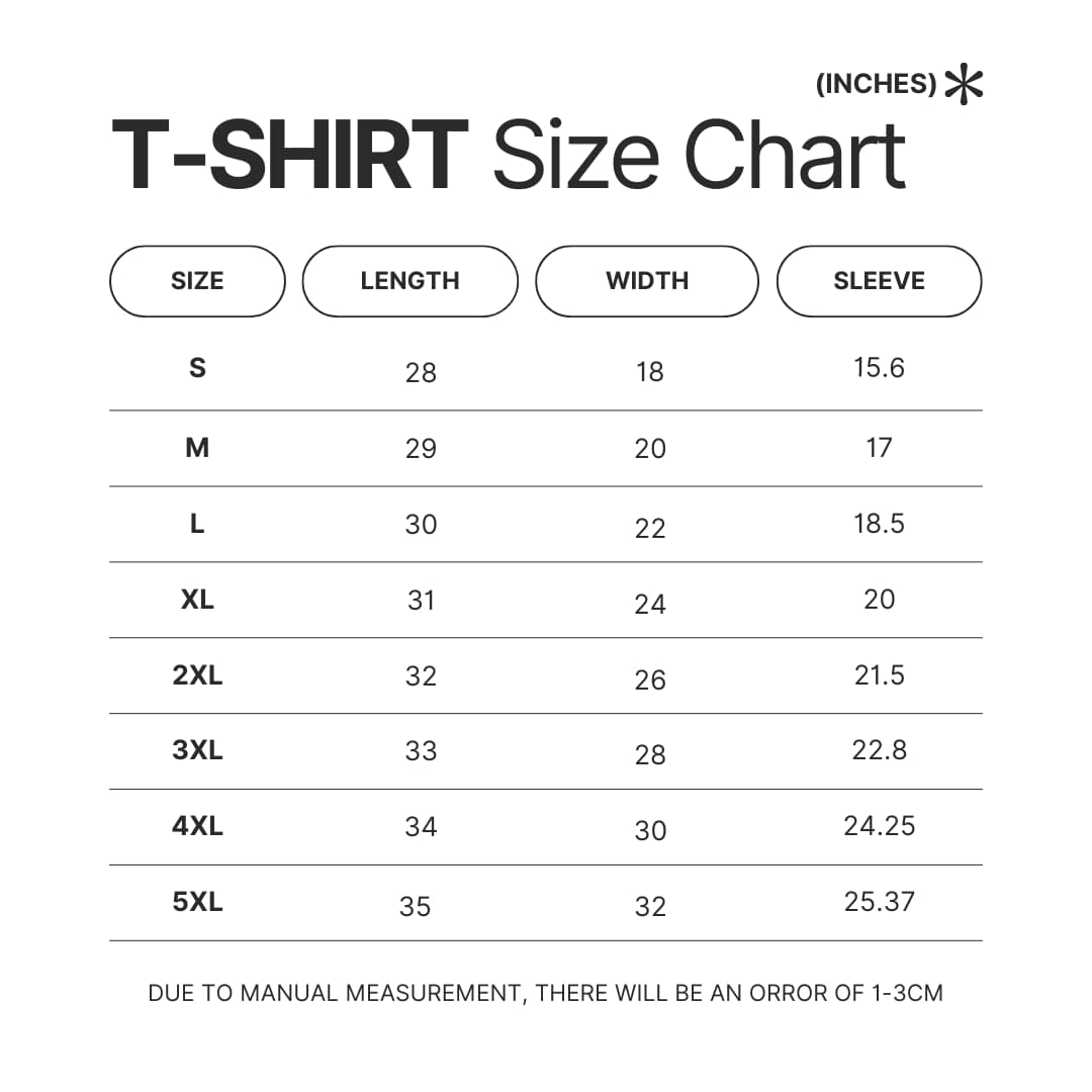 T shirt Size Chart - Goonzquad Shop