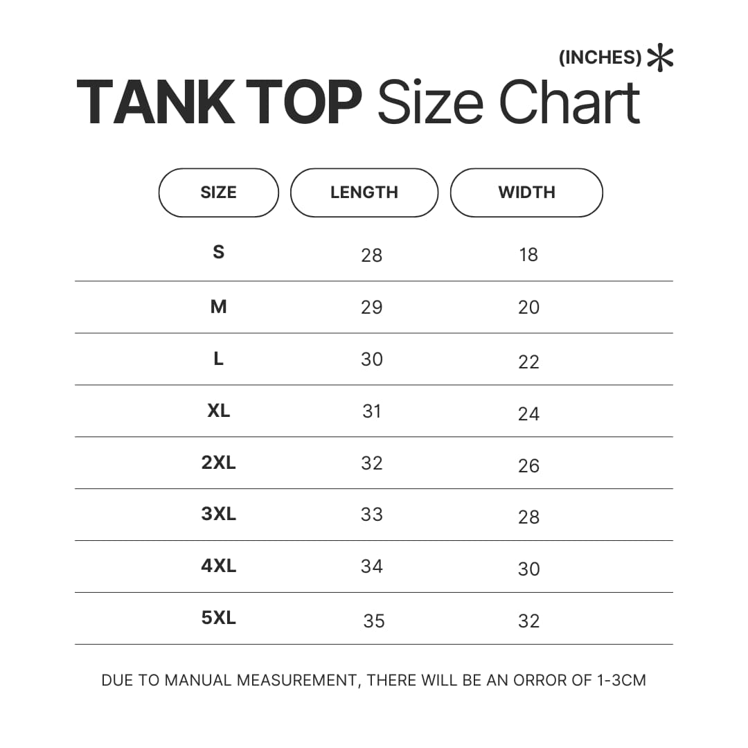 Tank Top Size Chart - Goonzquad Shop