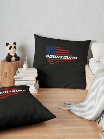 Teellc Goonzquad Merch Merchadise Apparel Clothing Clothes Simply Built Flag Cool Crewneck For Kids Men Women Black Throw Pillow Official Goonzquad Merch